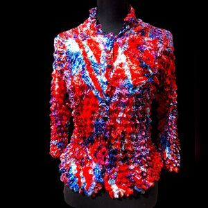 Women's Floral Popcorn Cardigan Button Blouse Collar Shirt Expandable One Size